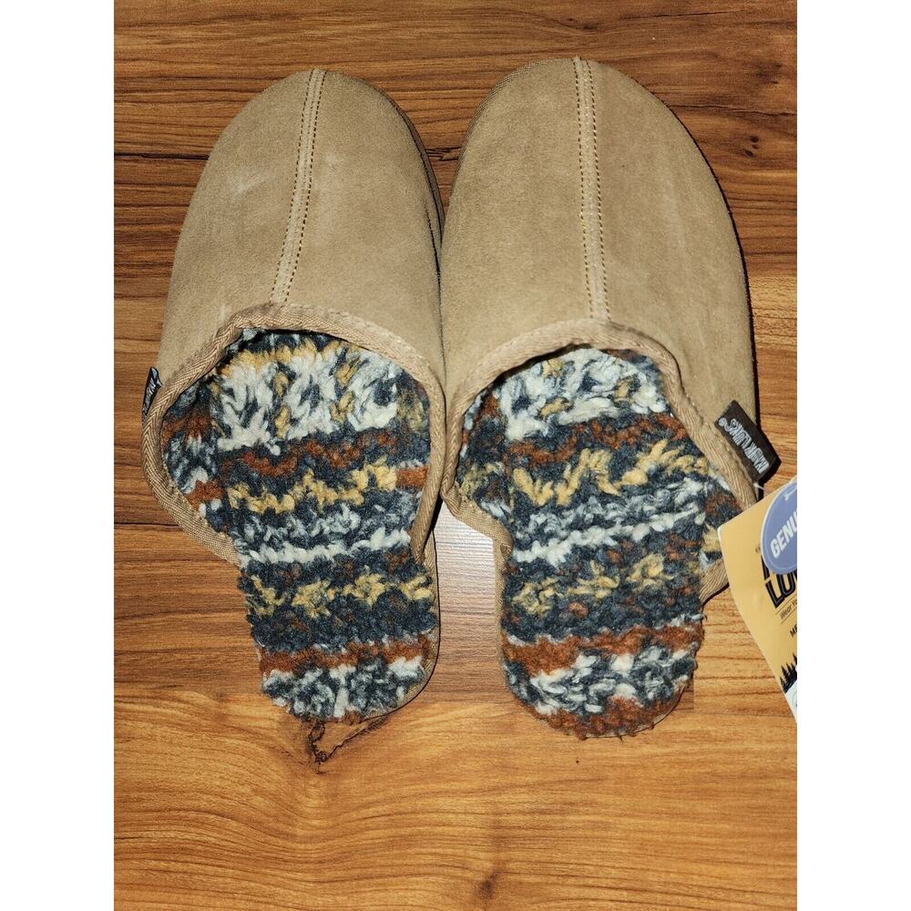 Muk Luk Slippers Mens Size 10 Brown Suede Slip On Slip Resistant Outsole Sole
